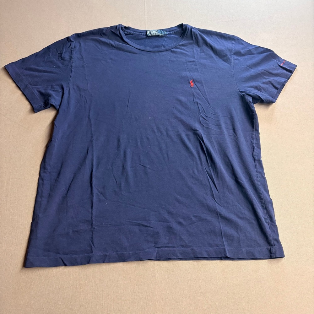 Polo Ralph Lauren Mens T-Shirt Large Navy Blue Polo Tennis Embroidered Logo